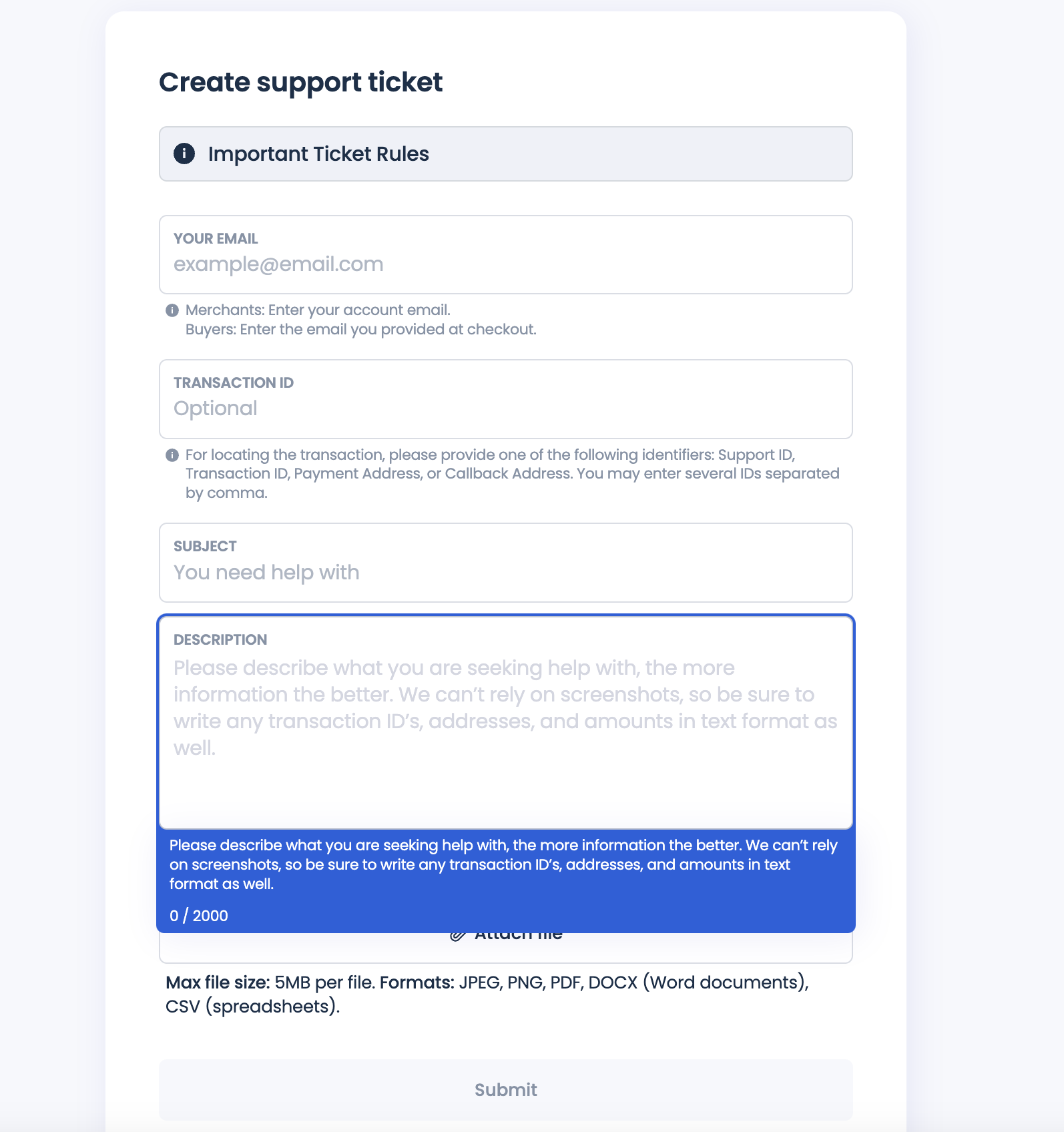 Ticket Fields