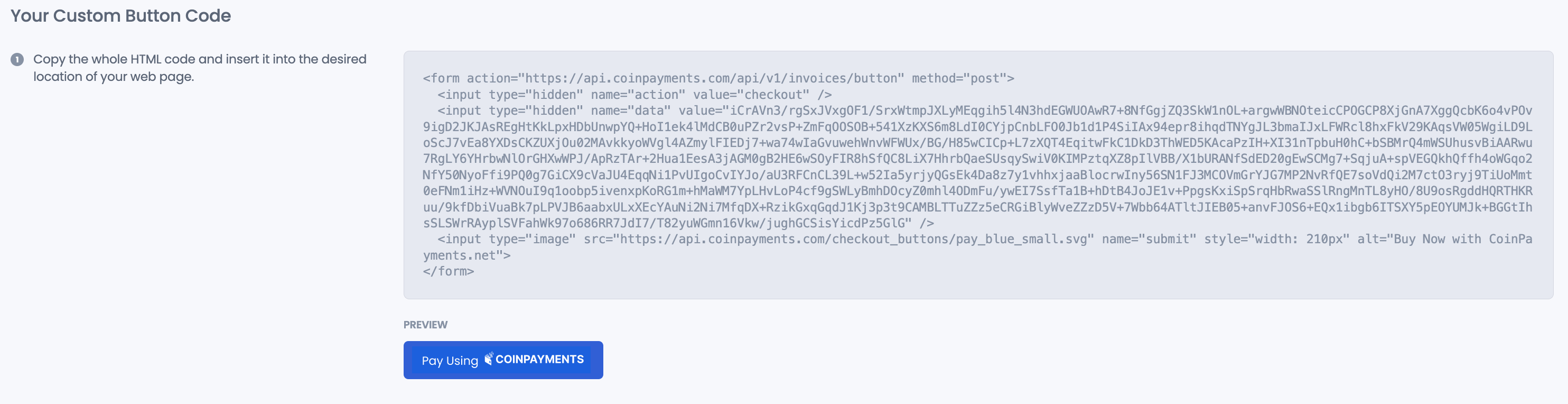 Payment Button Code