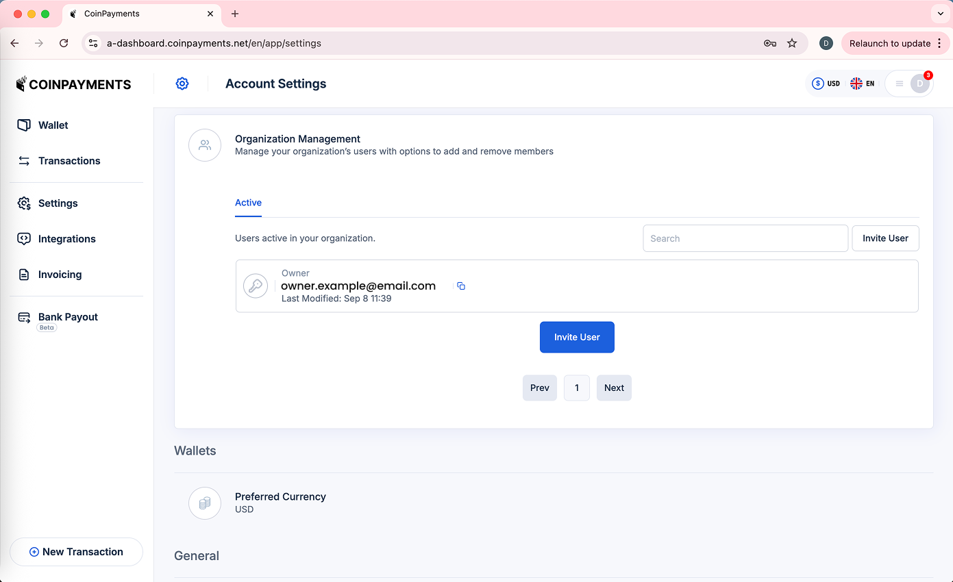 Owner Select Organization Management